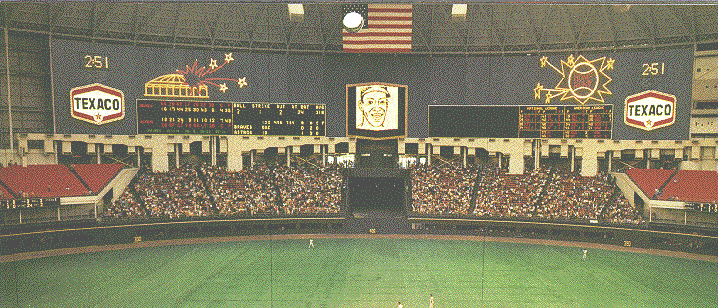 The 'million dollar' Astrodome scoreboard errupted with sight and sound when an Astro homered.  When an opponent homered, such as Mickey, it displayed TILT!